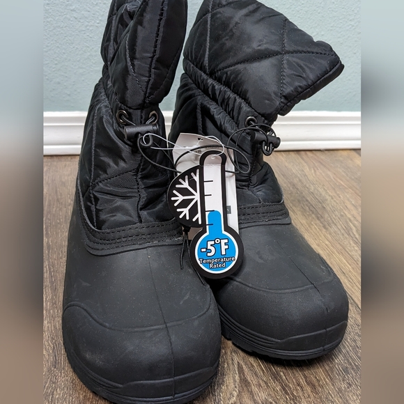 NEW Black Snow Boots Rated -5 degrees! Winter snow rain cozy boots Size 8 9 - Picture 3 of 8